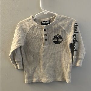 Timberland Light Gray Kids Long Sleeve Henley